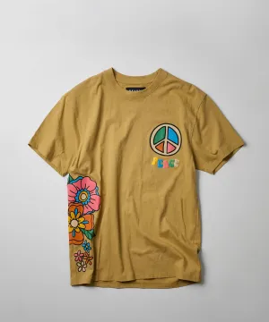 Peace Vibes Side Print Short Sleeve Tee - Khaki