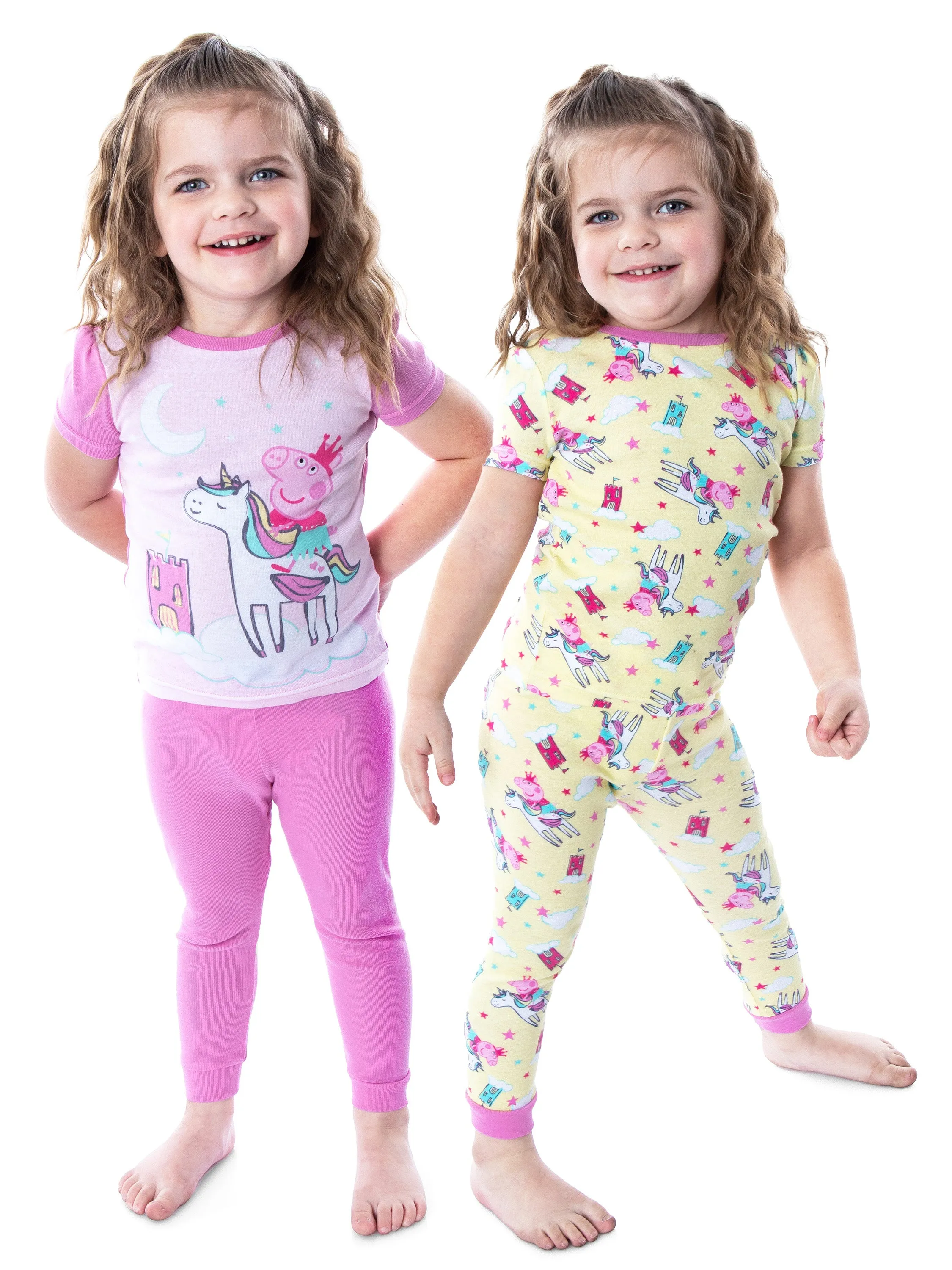 Peppa Pig Toddler Girls Princess Peppa On Unicorn 4 Piece Pajama Set