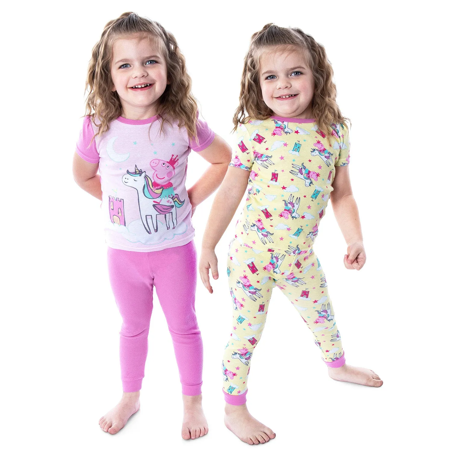 Peppa Pig Toddler Girls Princess Peppa On Unicorn 4 Piece Pajama Set