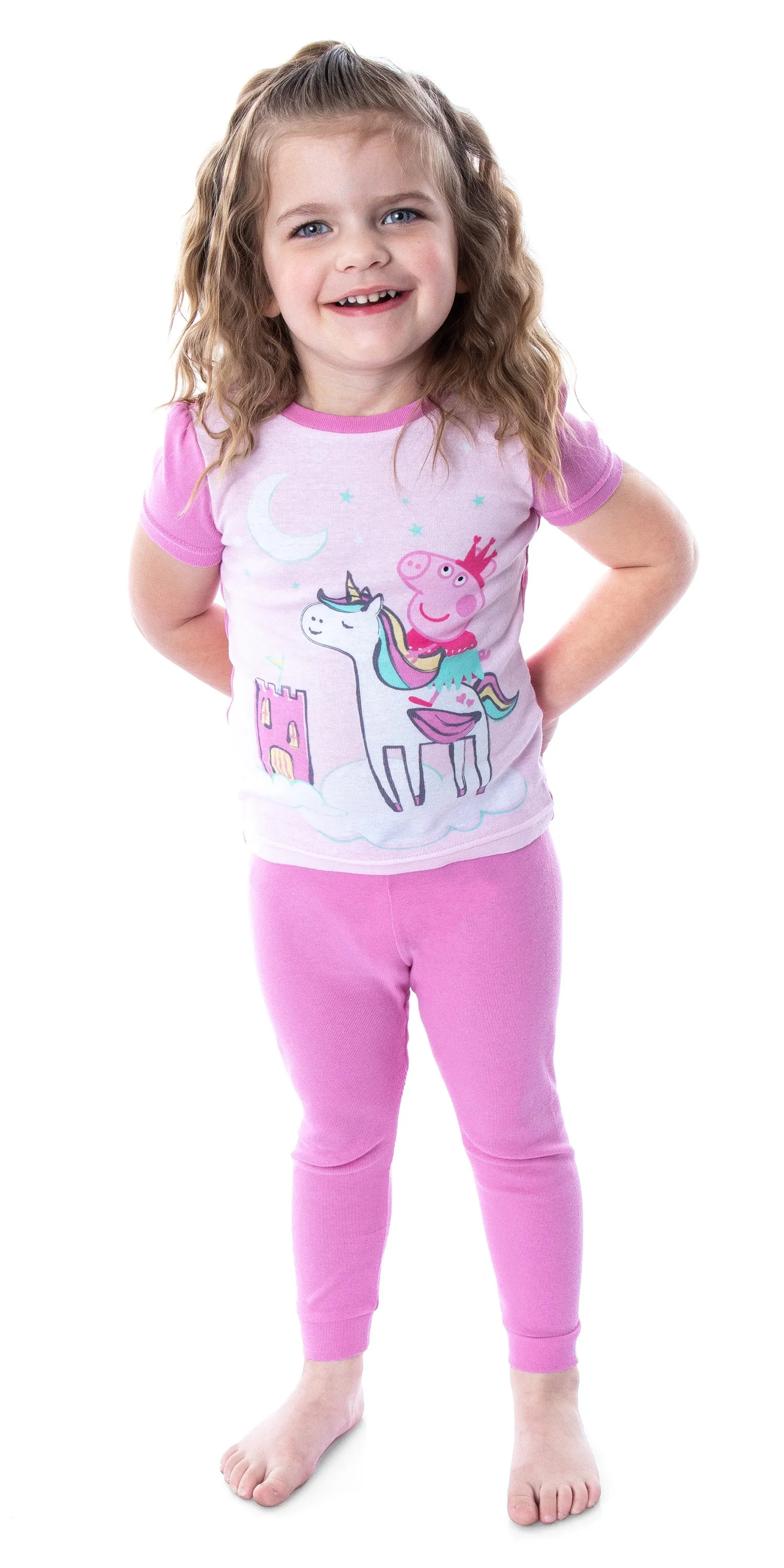 Peppa Pig Toddler Girls Princess Peppa On Unicorn 4 Piece Pajama Set