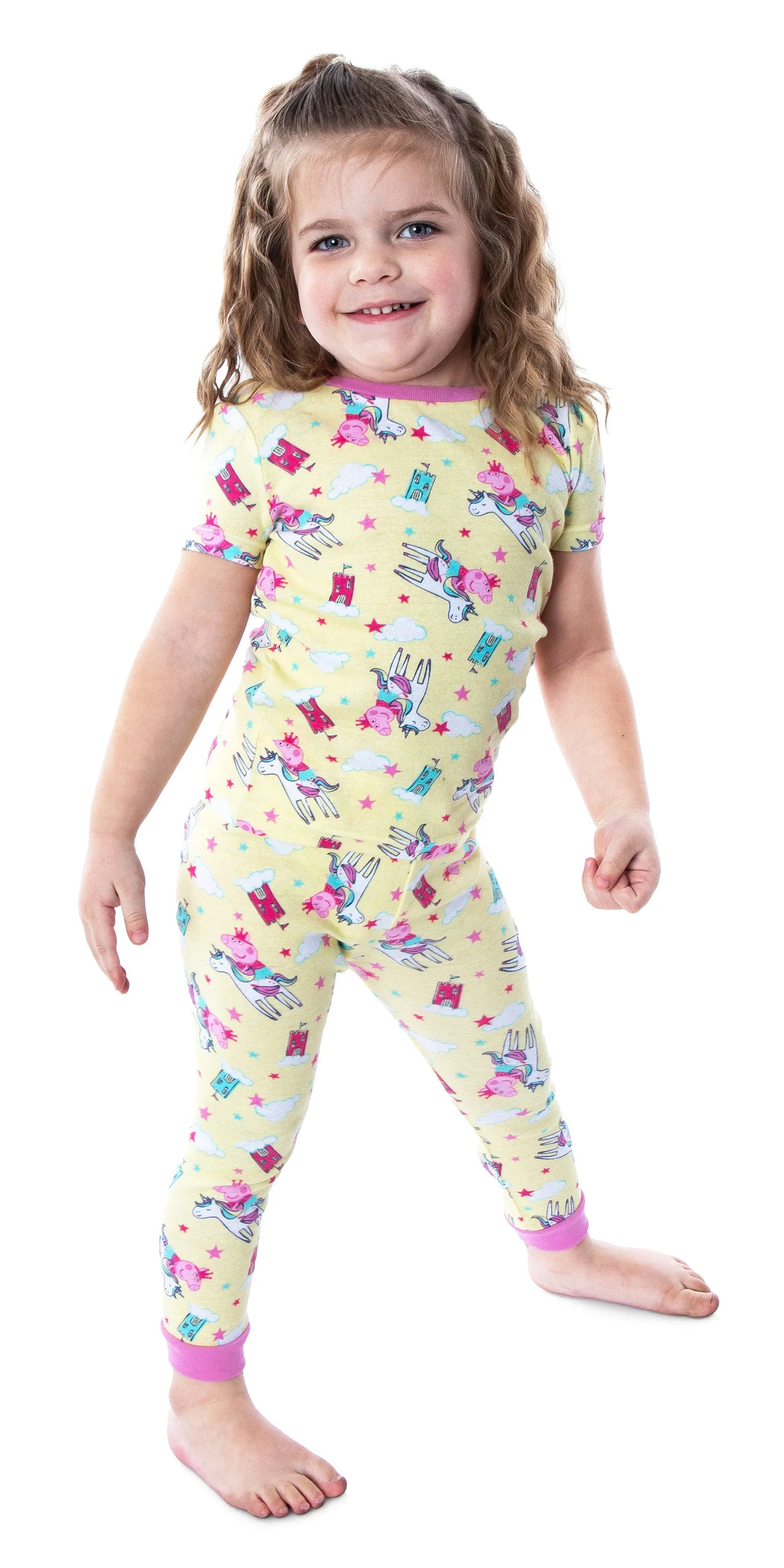 Peppa Pig Toddler Girls Princess Peppa On Unicorn 4 Piece Pajama Set