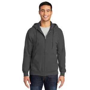 Port & Company® Essential Fleece Full-Zip Hooded Sweatshirt - Charcoal