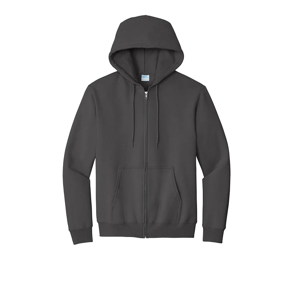 Port & Company® Essential Fleece Full-Zip Hooded Sweatshirt - Charcoal