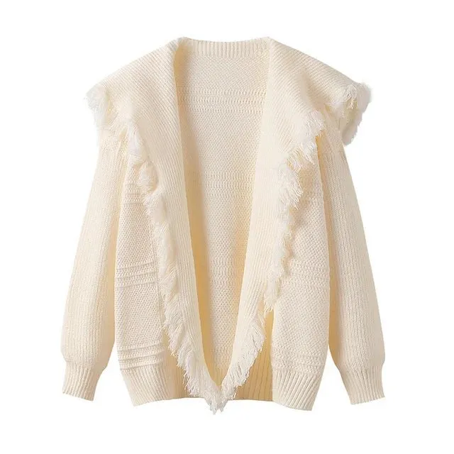 Pre Order:  Tasseled Lapel Knitted Cardigan