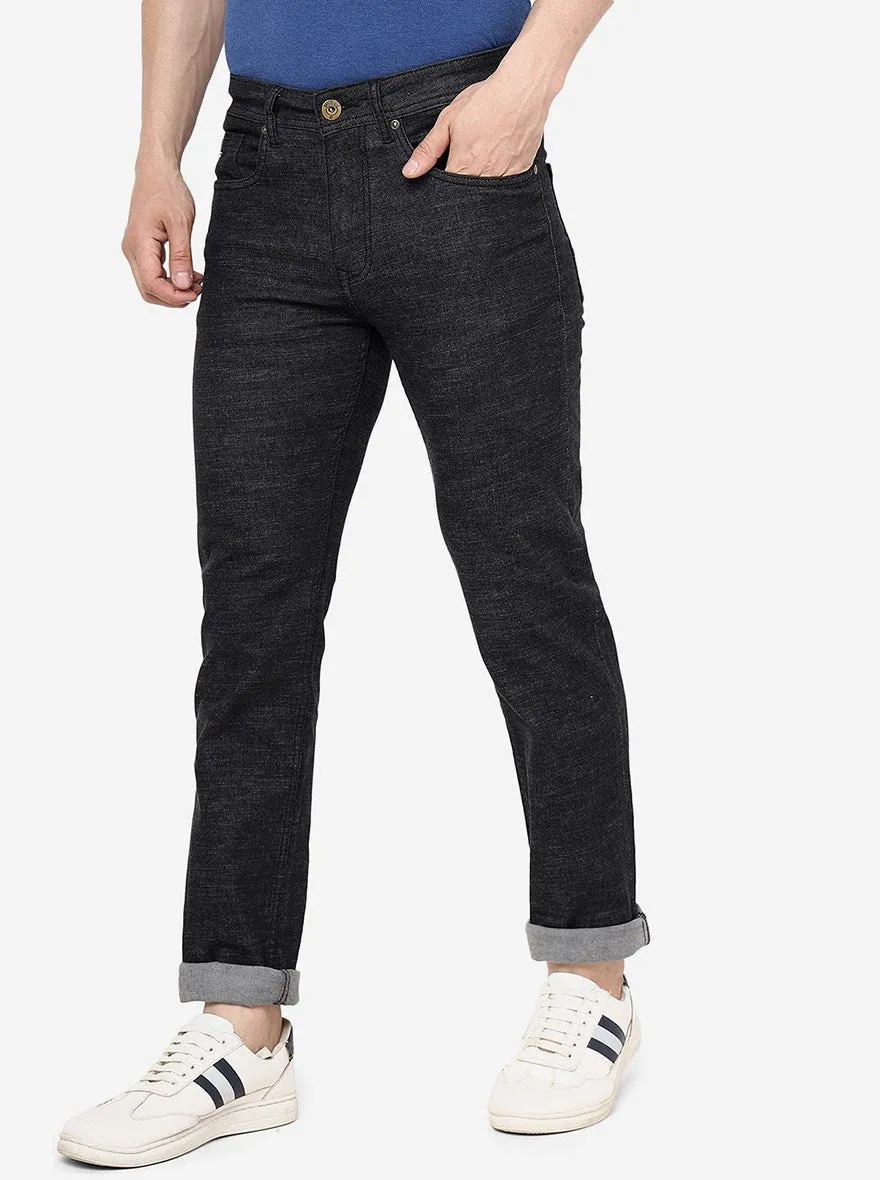 Raw Black Solid Straight Fit Jeans | Greenfibre