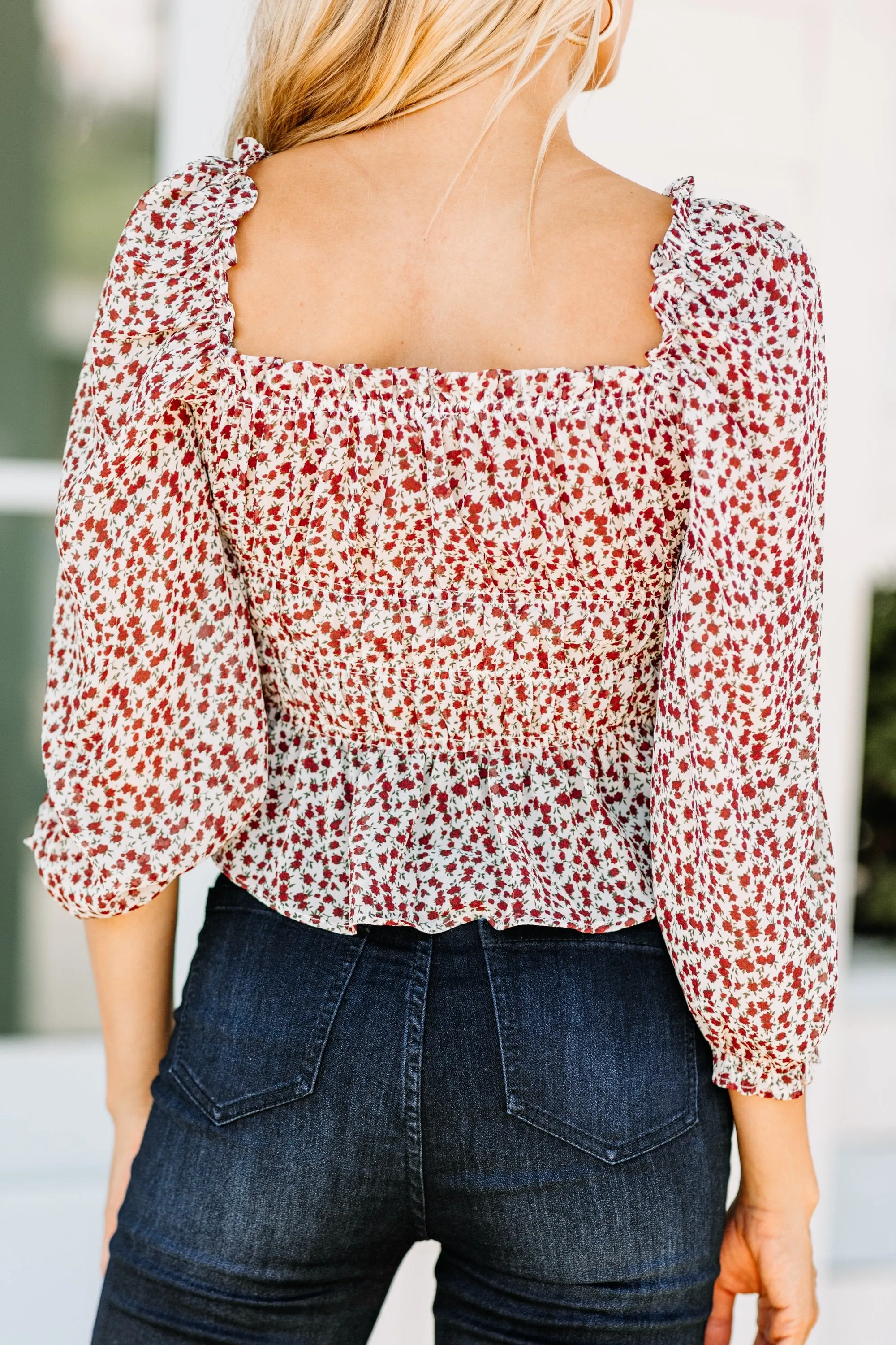 Romance Is Alive White Ditsy Floral Top