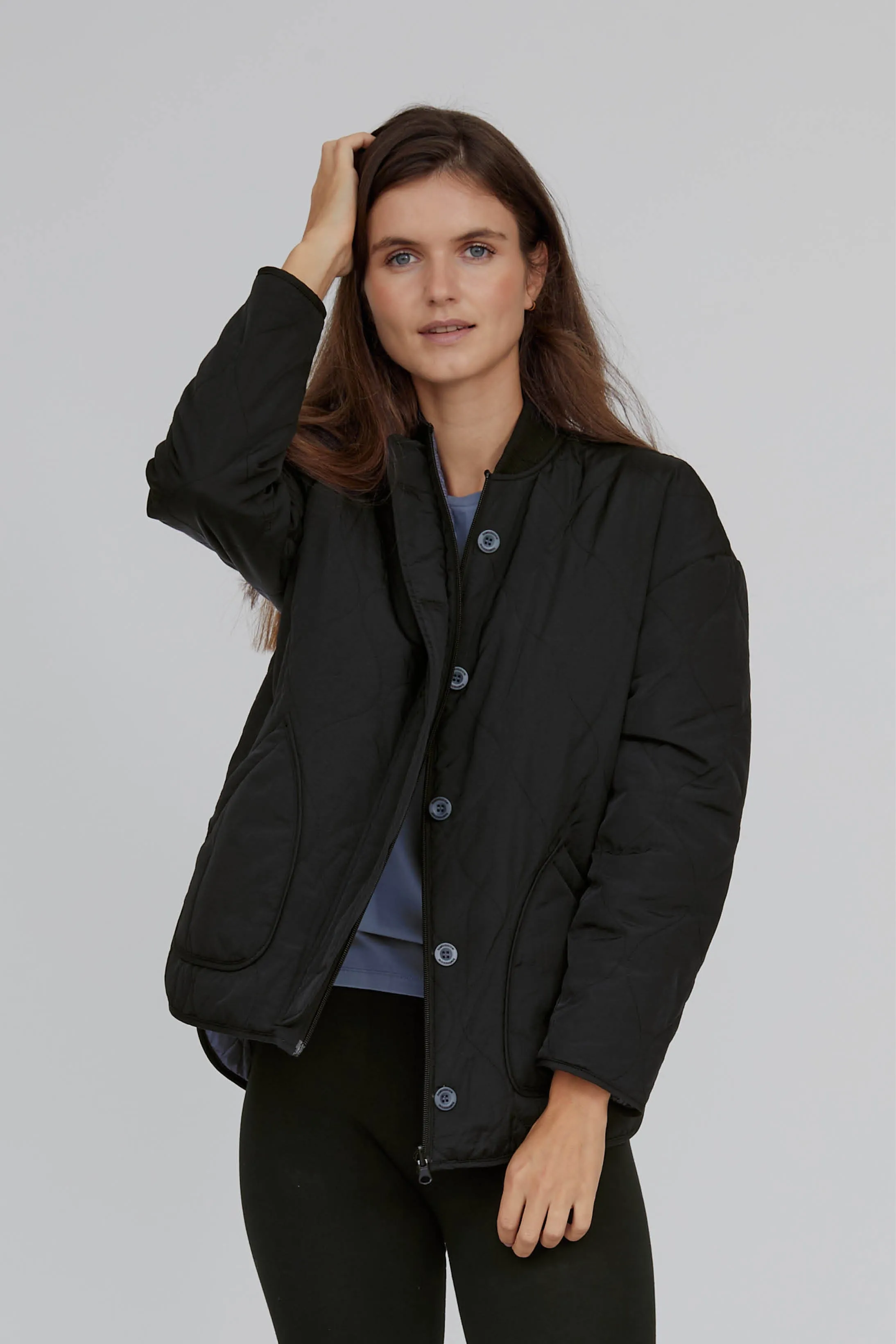 Ruby Loose Jacket - Black / Folkstone grey