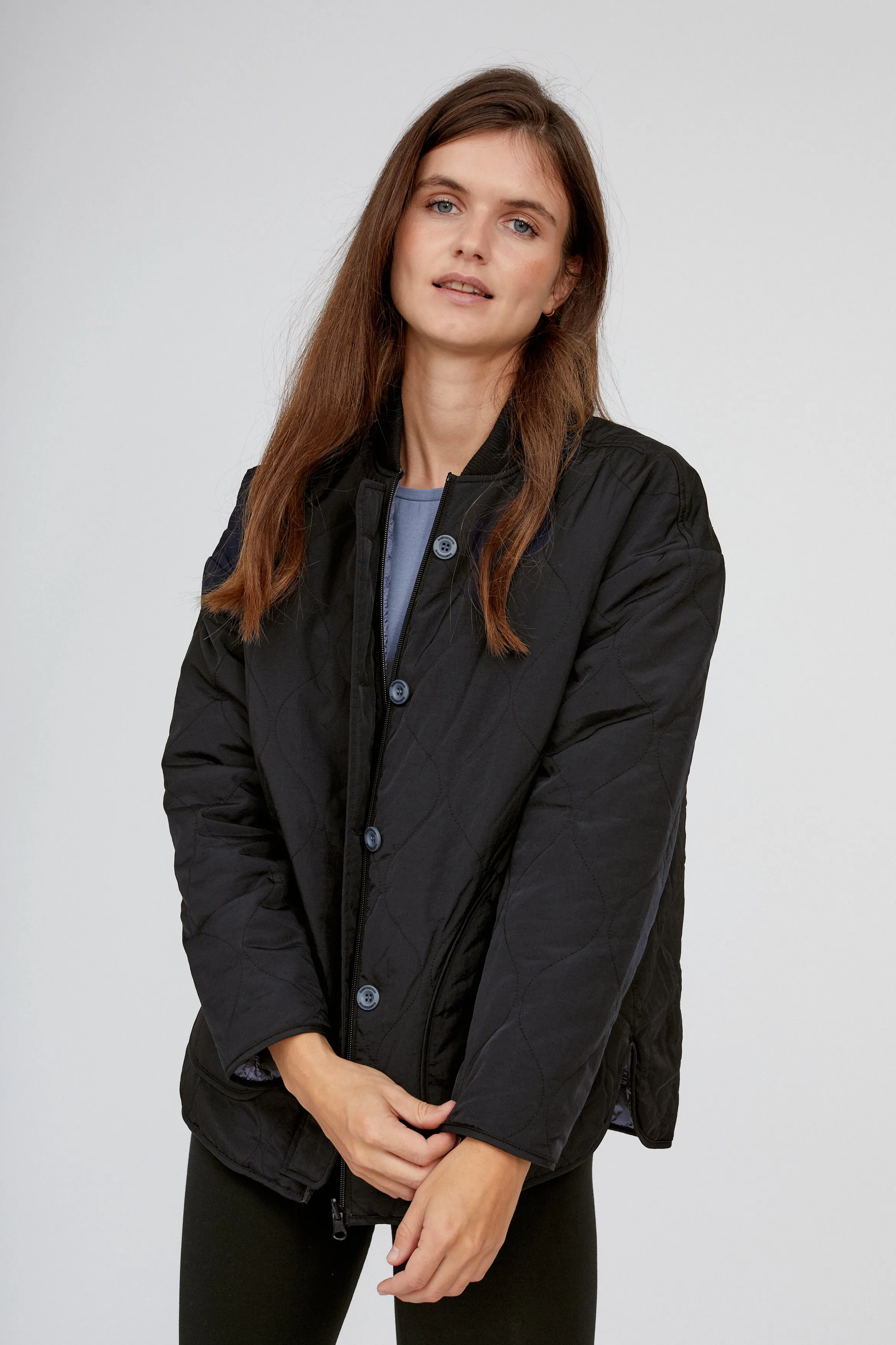 Ruby Loose Jacket - Black / Folkstone grey