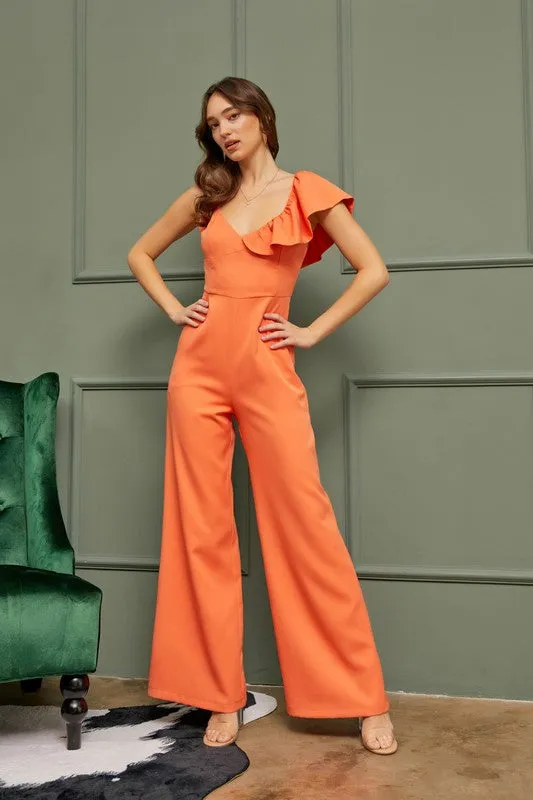 Ruffle Wide Leg Jumpsuit