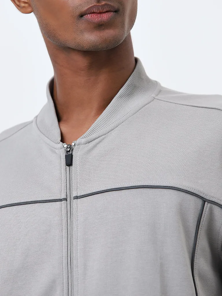 Studiofit Grey Seam-Detailed Relaxed-Fit Jacket