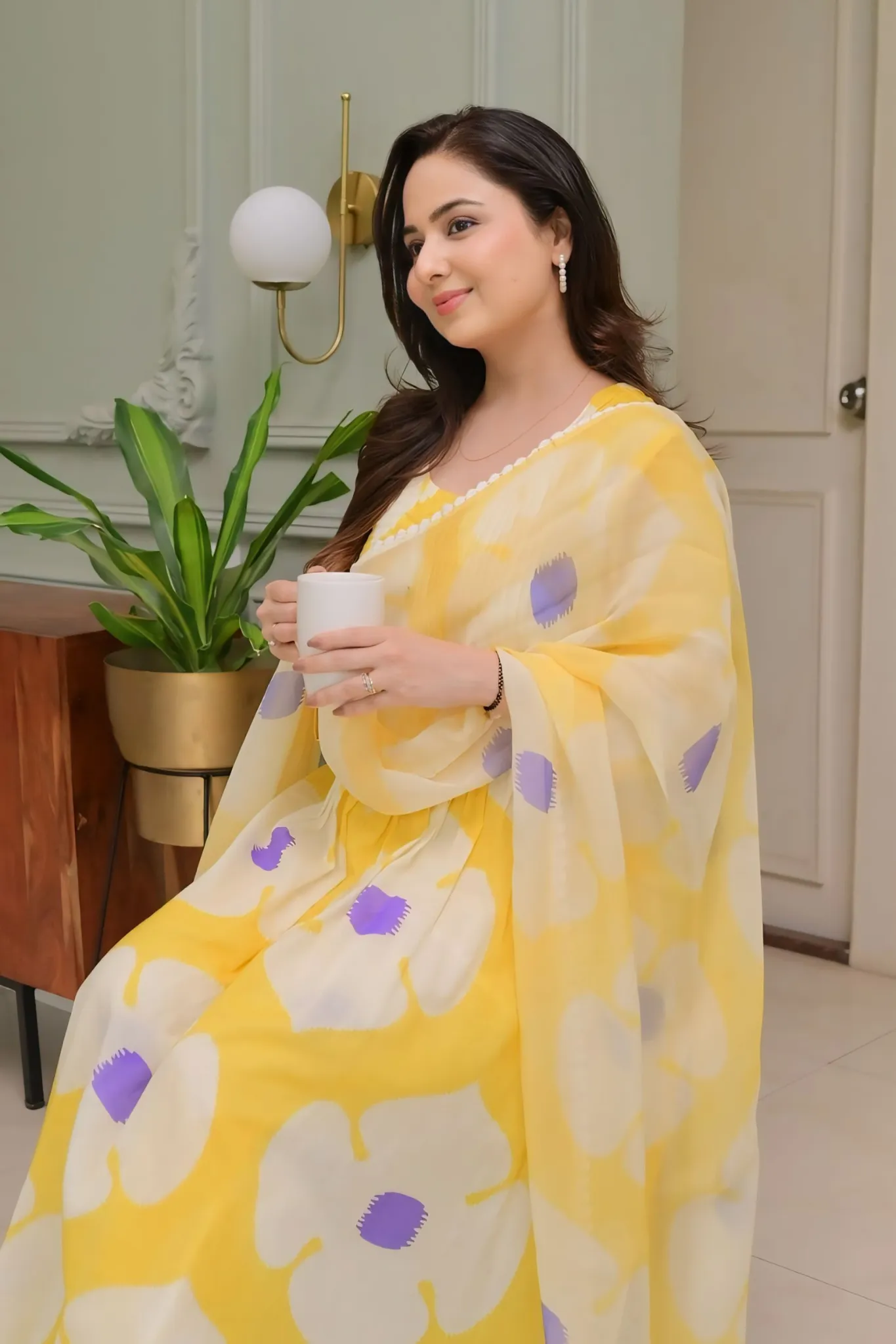 STYLISH PRINTED FLORAL KURTA WITH MATCHING DUPATTA