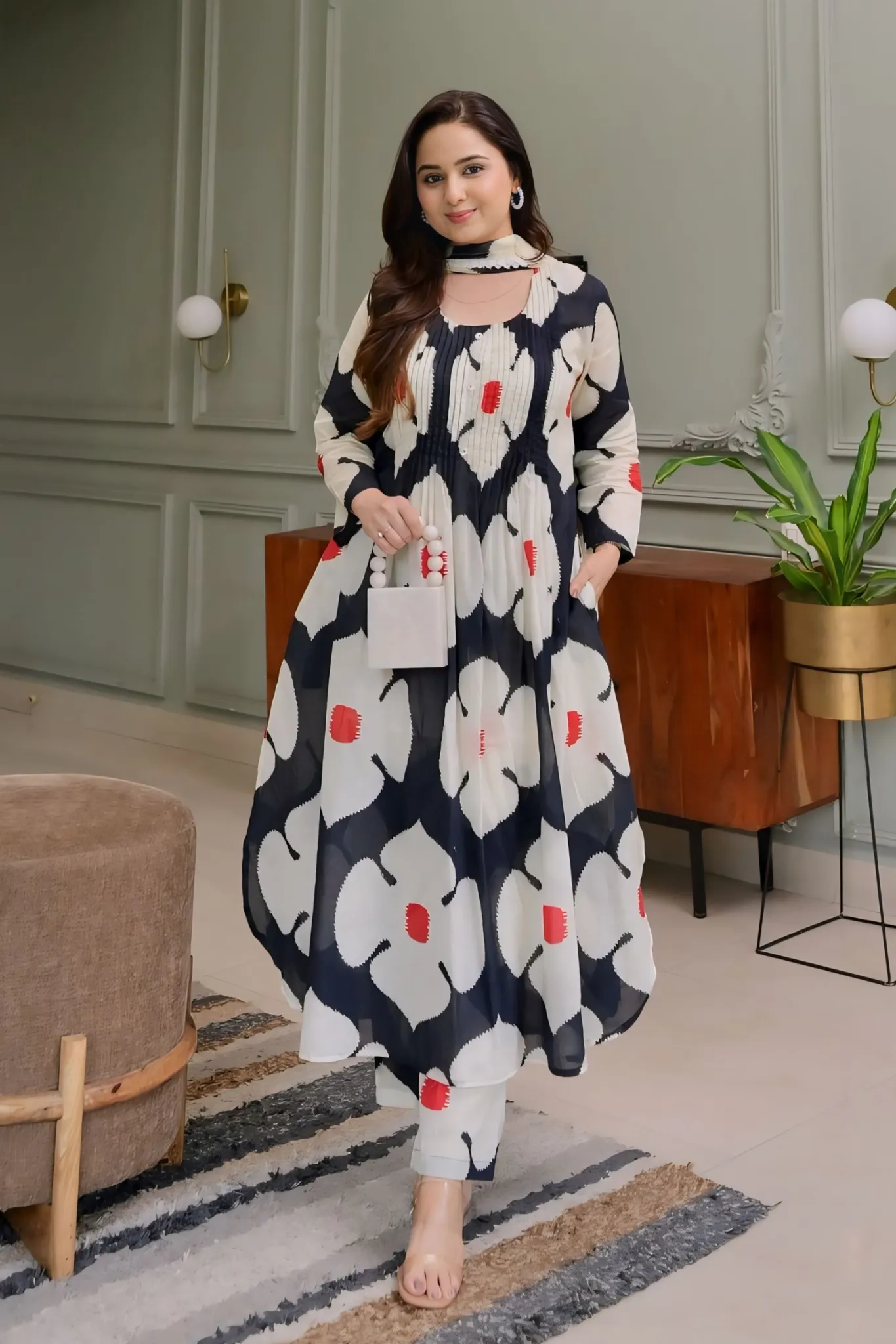 STYLISH PRINTED FLORAL KURTA WITH MATCHING DUPATTA