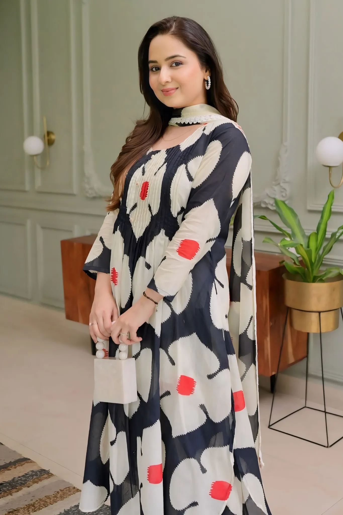 STYLISH PRINTED FLORAL KURTA WITH MATCHING DUPATTA