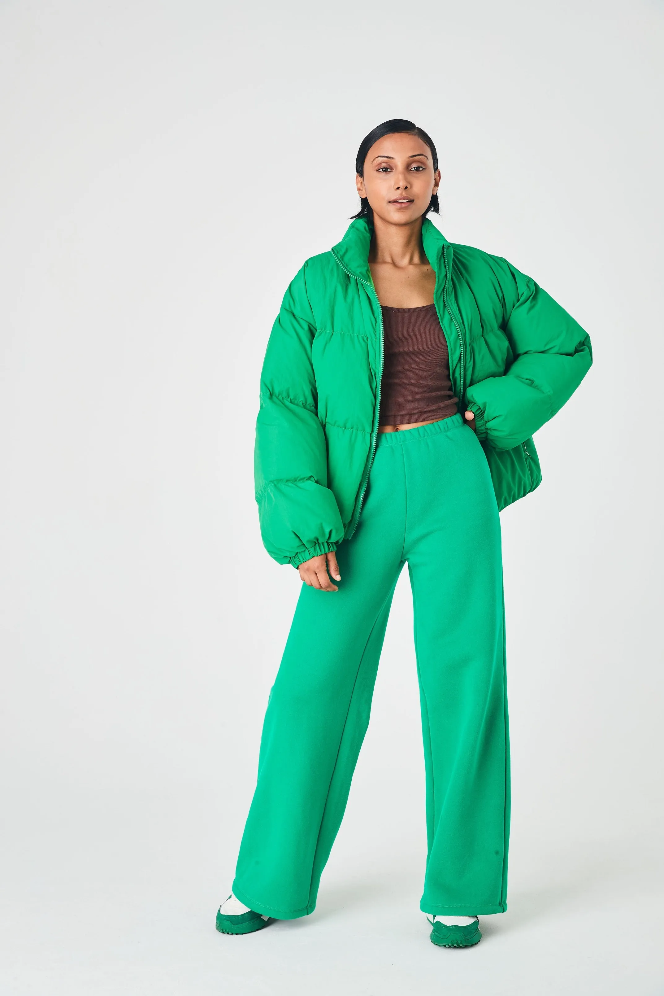 SUMMI SUMMI Womens Puffer Bomber Jacket Green