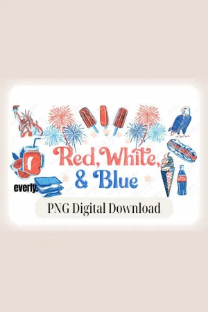 USA Red, White, And Blue Design PNG Download