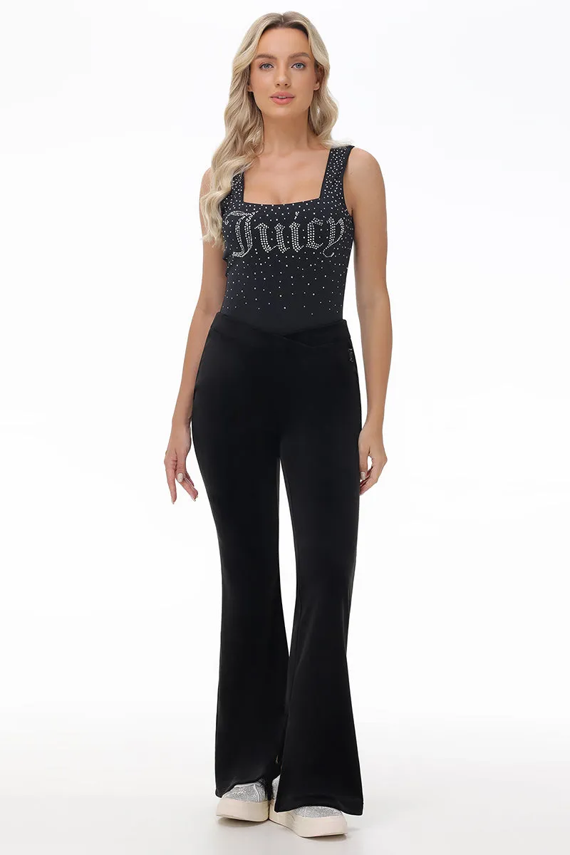 Velour Flare Pant With Slit