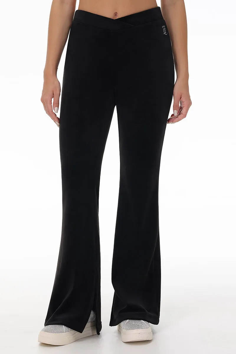 Velour Flare Pant With Slit