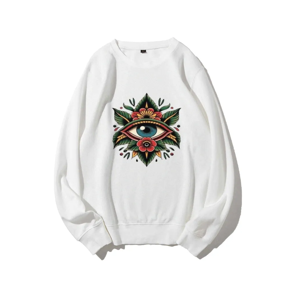 Women Eye and Flower Graphic Sweatshirts