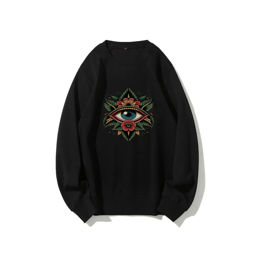 Women Eye and Flower Graphic Sweatshirts