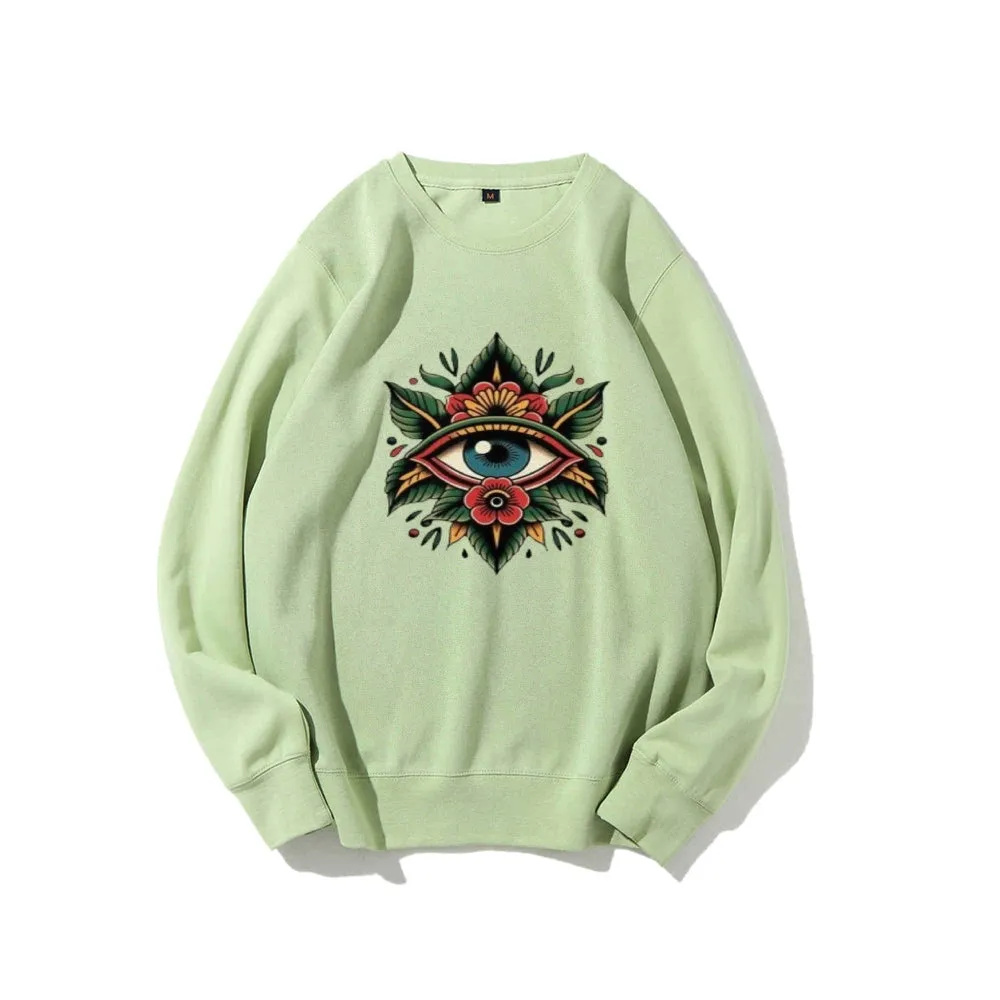 Women Eye and Flower Graphic Sweatshirts