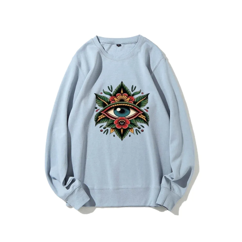 Women Eye and Flower Graphic Sweatshirts