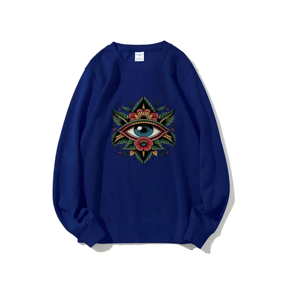 Women Eye and Flower Graphic Sweatshirts