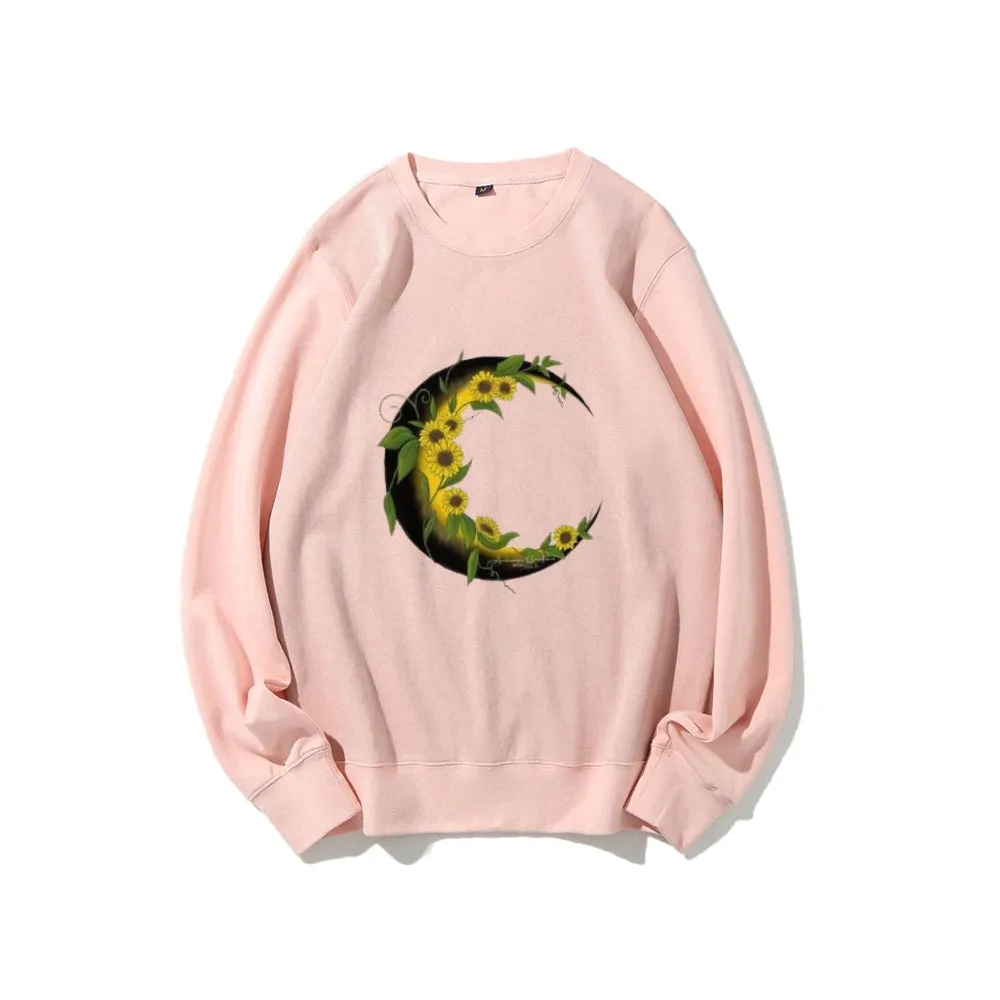 Women Sunflower Moon Graphic Sweatshirts