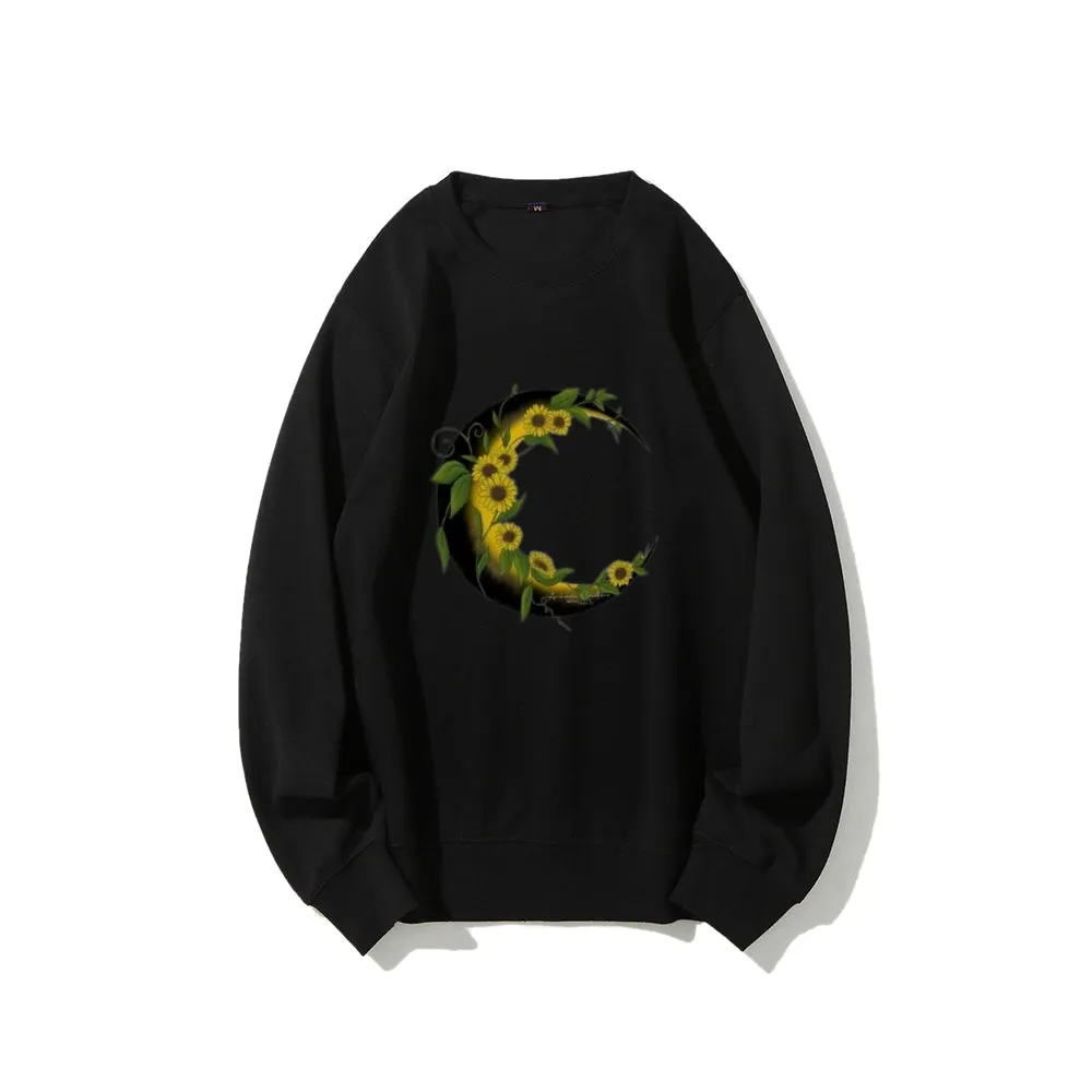 Women Sunflower Moon Graphic Sweatshirts