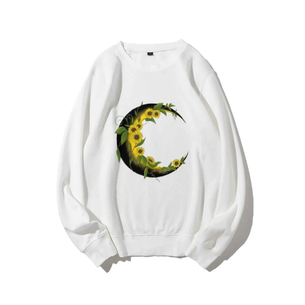 Women Sunflower Moon Graphic Sweatshirts