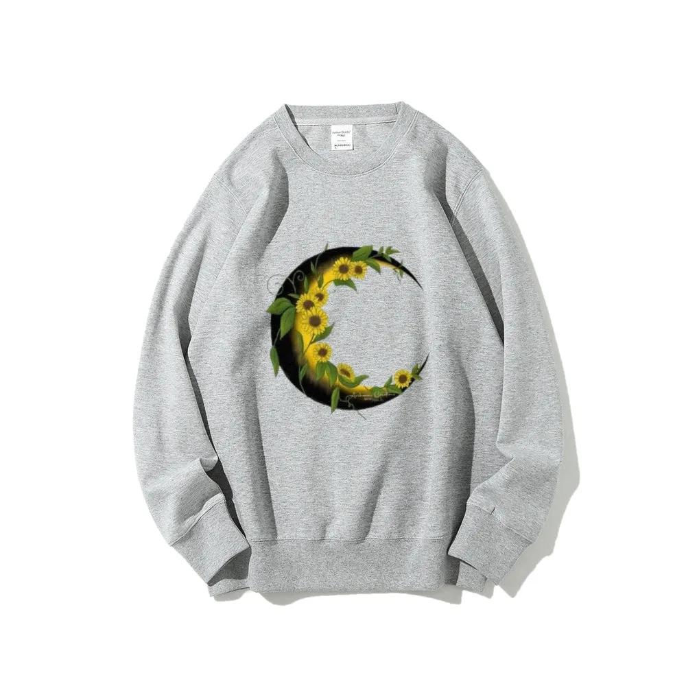 Women Sunflower Moon Graphic Sweatshirts