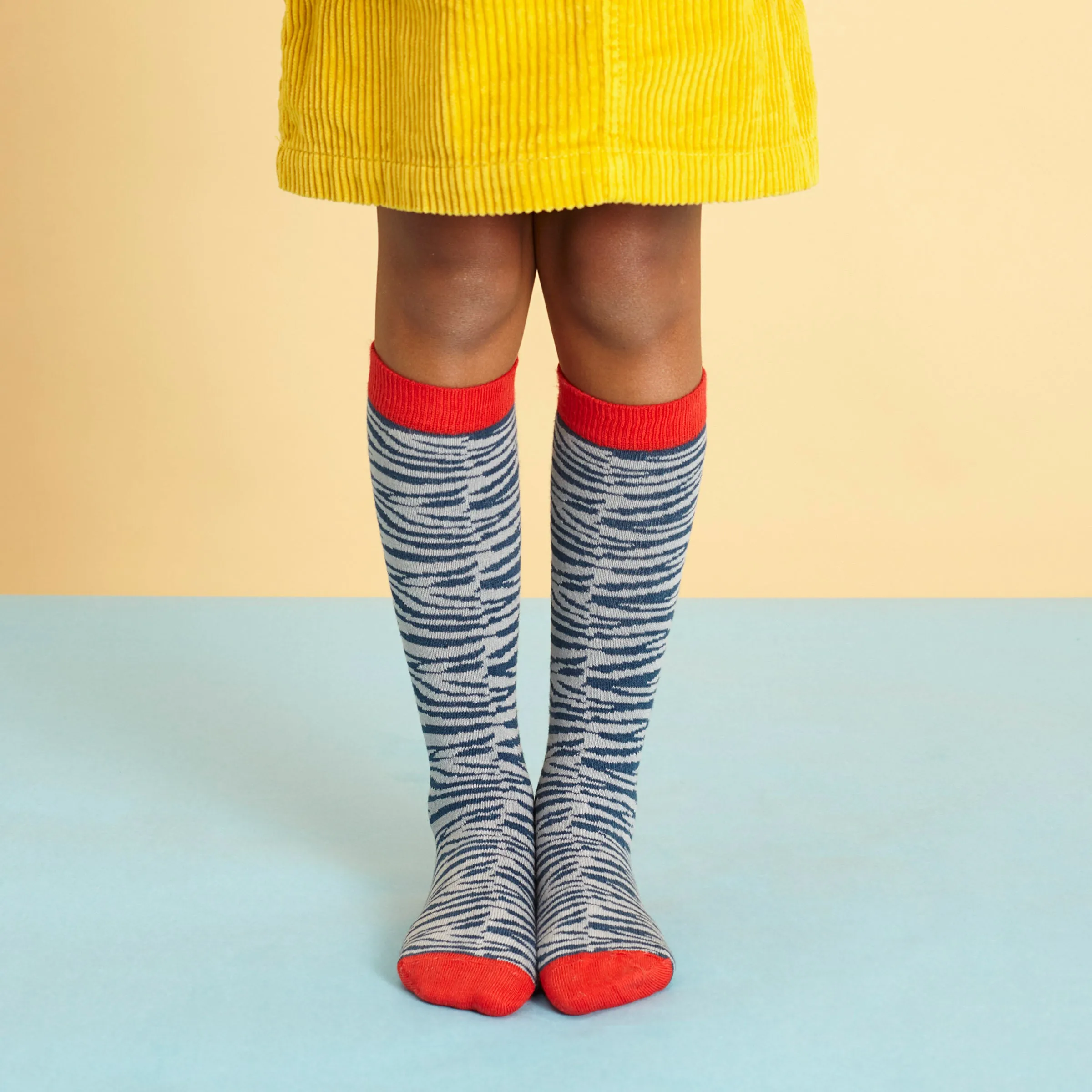 Zebra Print Kids' Cotton Knee Socks - AGE 2-4 YEARS ONLY